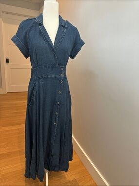 Mauve Dark Denim Button-Front Maxi Dress